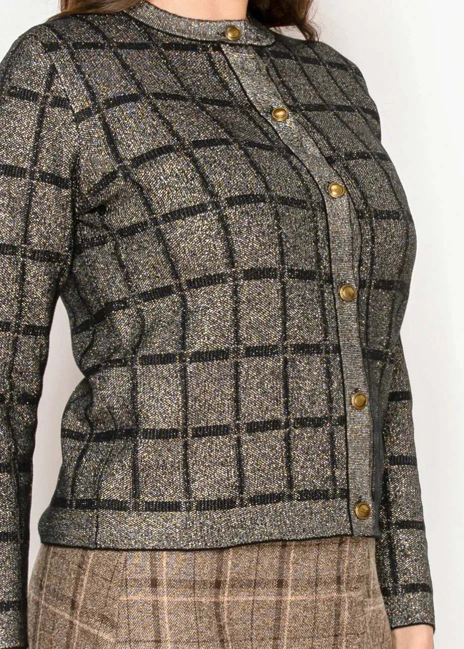 Shimmer Gold Cardigan with Button Details sold by Lord & Taylor