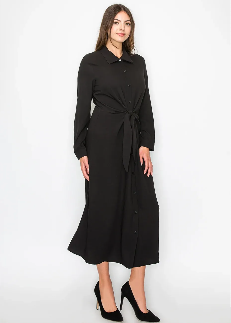 Black Midi Shirt Dress sold by Lord & Taylor product image thumbnail 4
