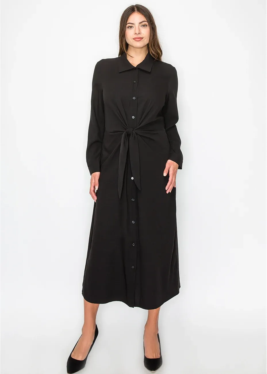 Black Midi Shirt Dress sold by Lord & Taylor product image thumbnail 5