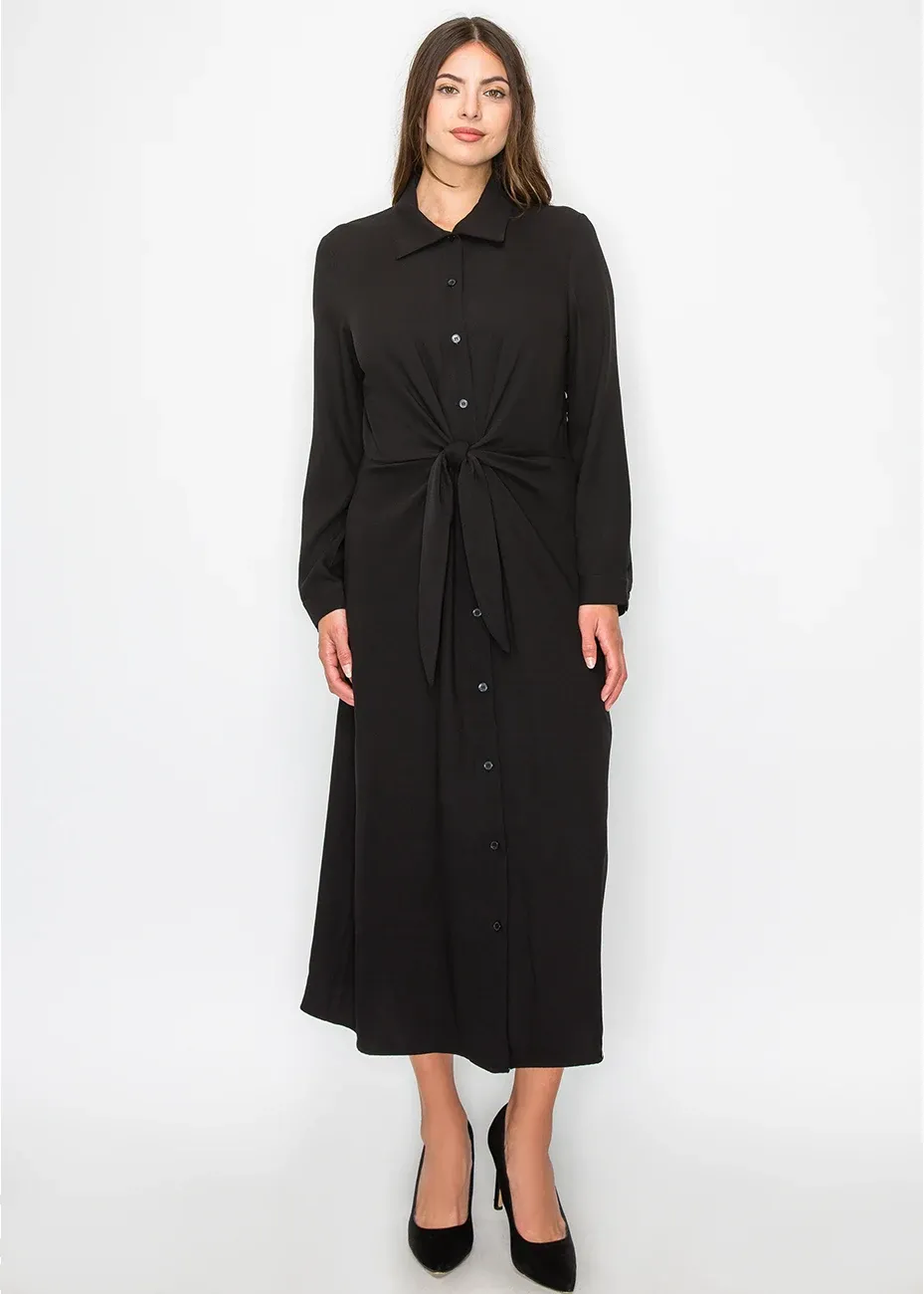 Black Midi Shirt Dress sold by Lord & Taylor product image thumbnail 3