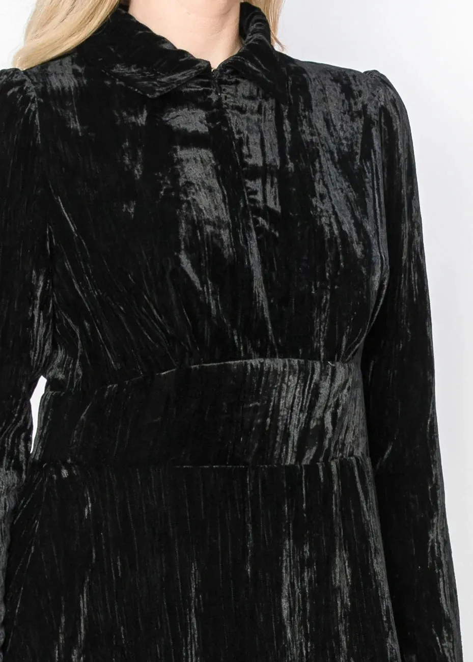 Black Velvet Midi Dress with Long Sleeves sold by Lord & Taylor product image thumbnail 5