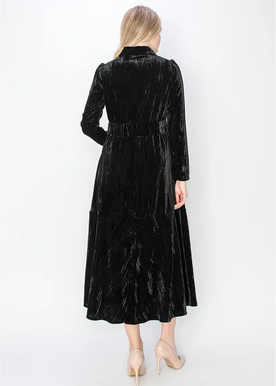 Black Velvet Midi Dress with Long Sleeves sold by Lord & Taylor product image thumbnail 2