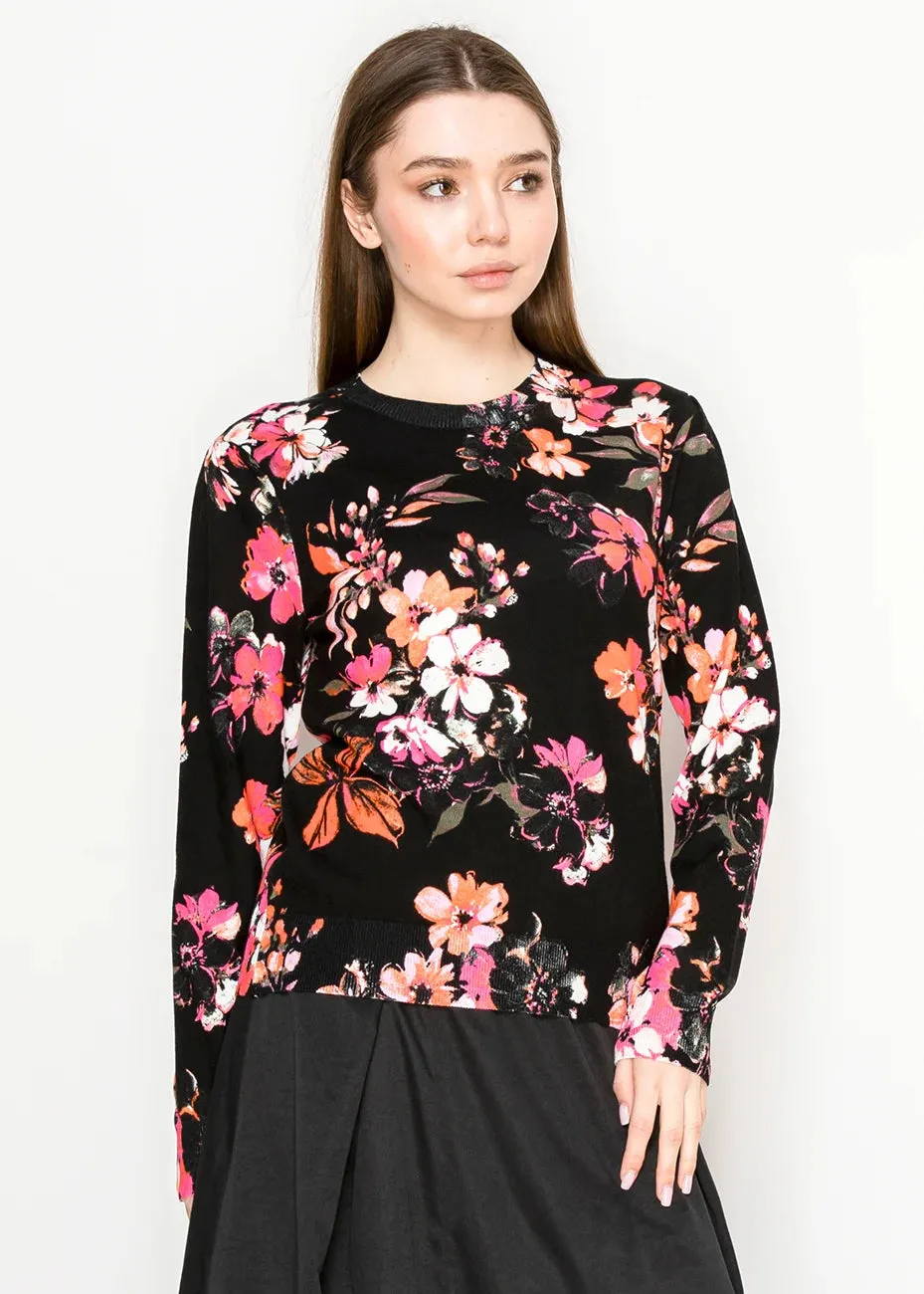 Blooming Floral Sweater in Black sold by Lord & Taylor product image thumbnail 4