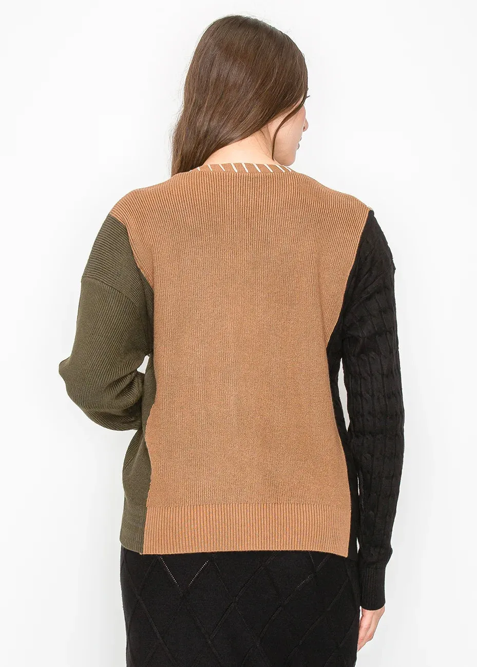 Camel and Black Colorblock Cardigan sold by Lord & Taylor product image thumbnail 5