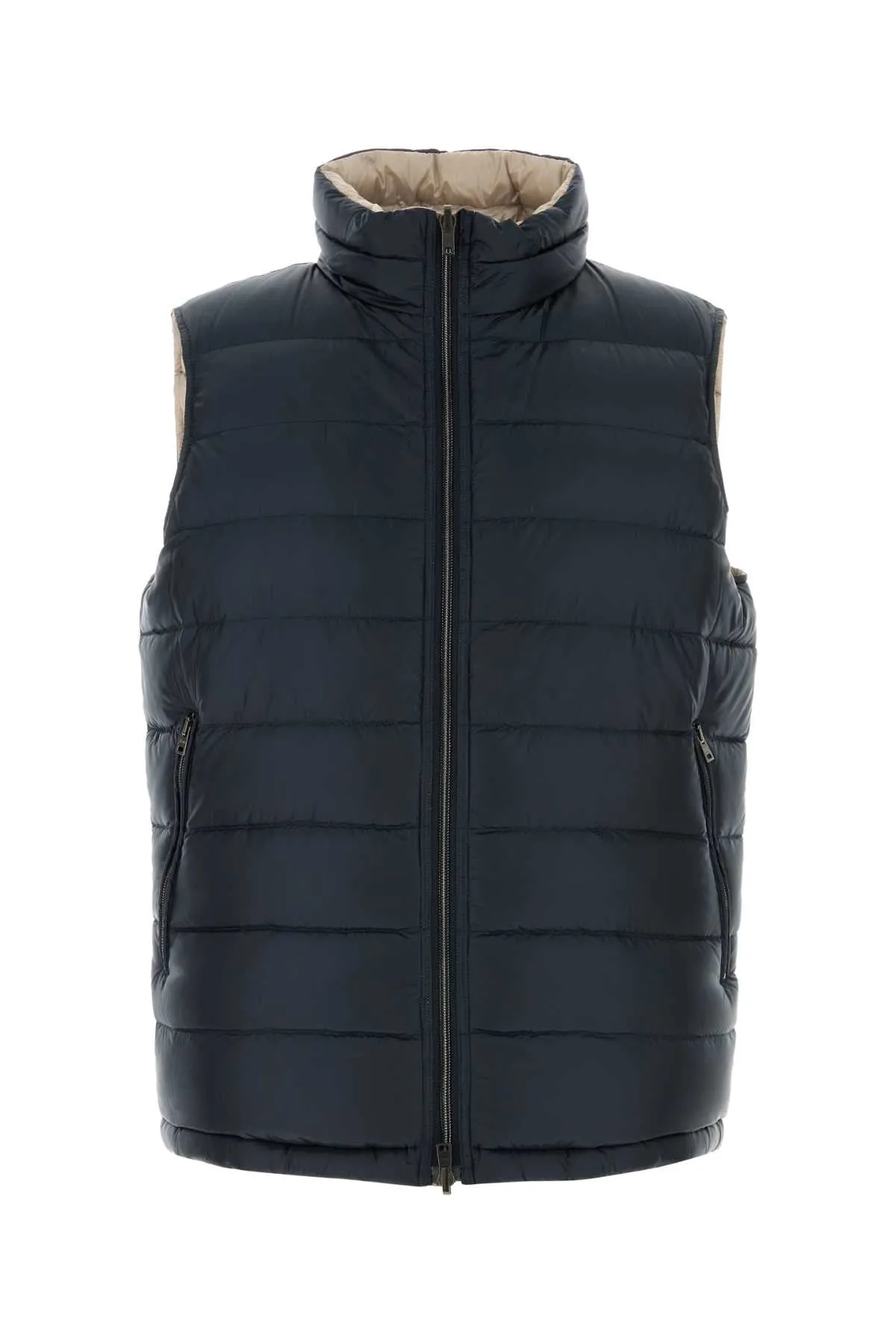 NAVY BLUE NYLON SLEEVELESS DOWN JACKET sold by Lord & Taylor