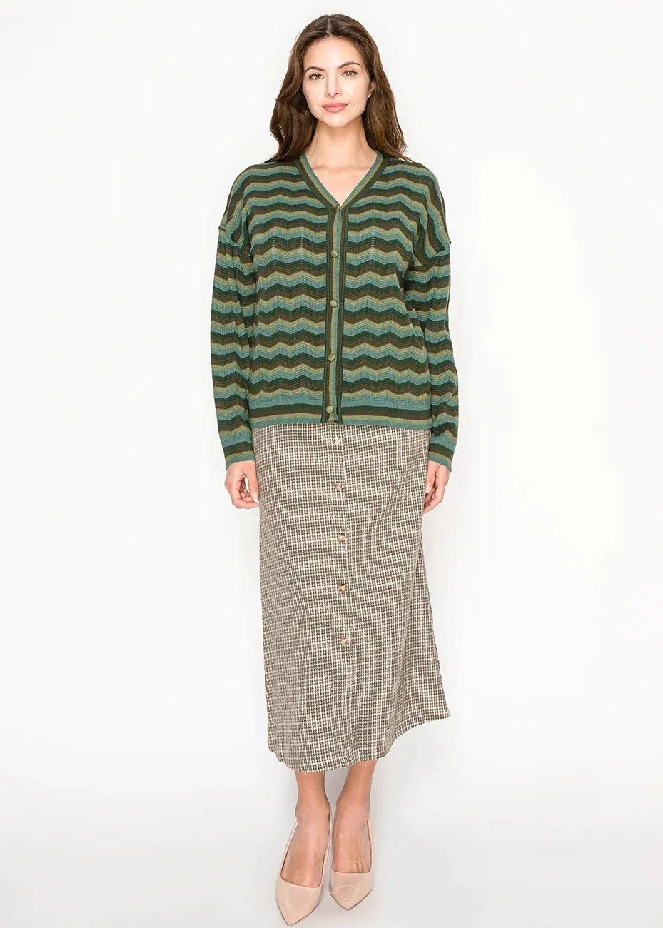 Chevron Button-Up Cardigan sold by Lord & Taylor product image thumbnail 4