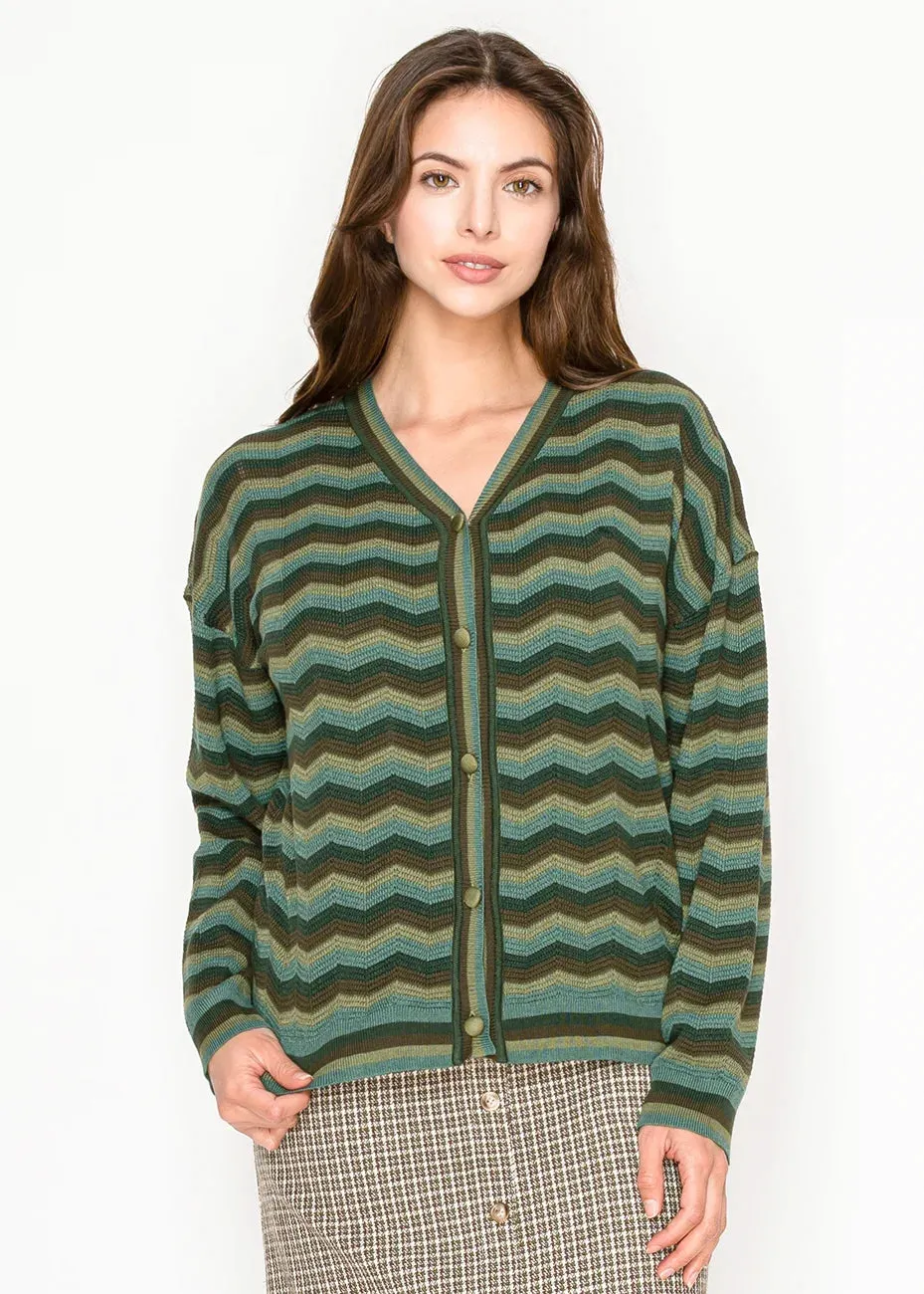 Chevron Button-Up Cardigan sold by Lord & Taylor product image thumbnail 3