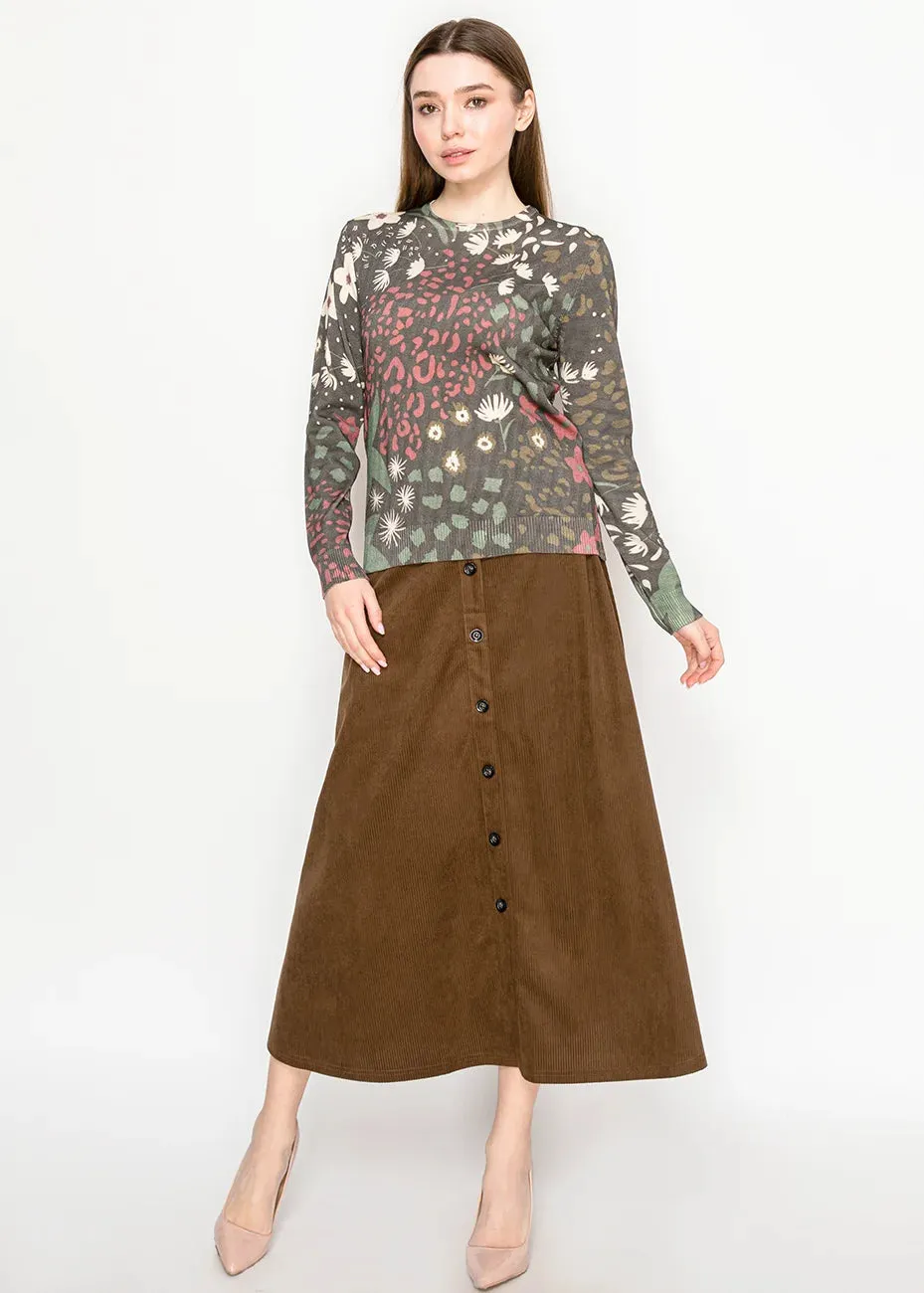 Abstract Botanical Pullover in Olive Mix sold by Lord & Taylor product image thumbnail 4