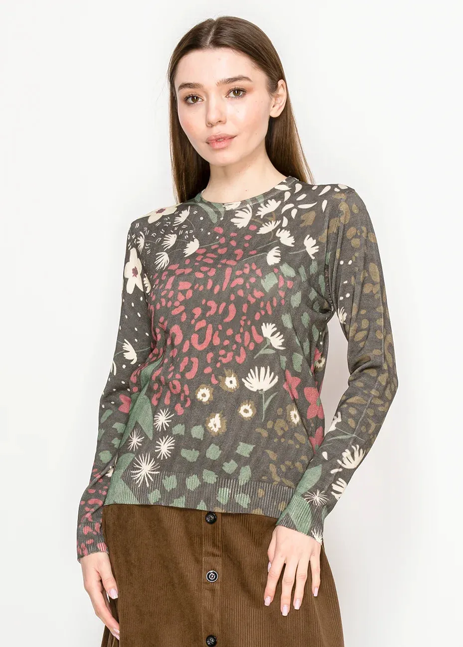 Abstract Botanical Pullover in Olive Mix sold by Lord & Taylor product image thumbnail 3