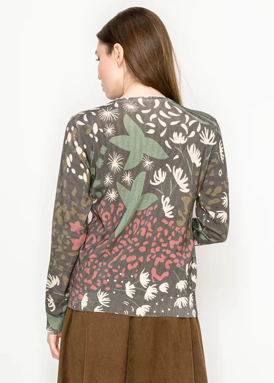 Abstract Botanical Pullover in Olive Mix sold by Lord & Taylor product image thumbnail 2