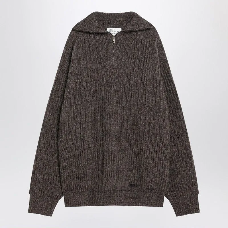 BROWN WOOL SWEATER WITH ZIP sold by Lord & Taylor