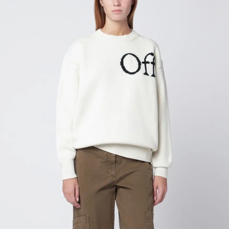 WHITE SWEATER WITH LOGO INTARSIA sold by Lord & Taylor