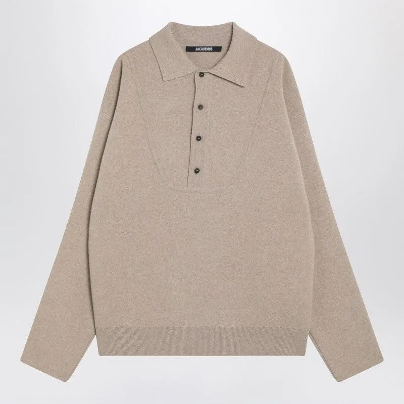 BEIGE WOOL AND CASHMERE POLO SWEATER sold by Lord & Taylor