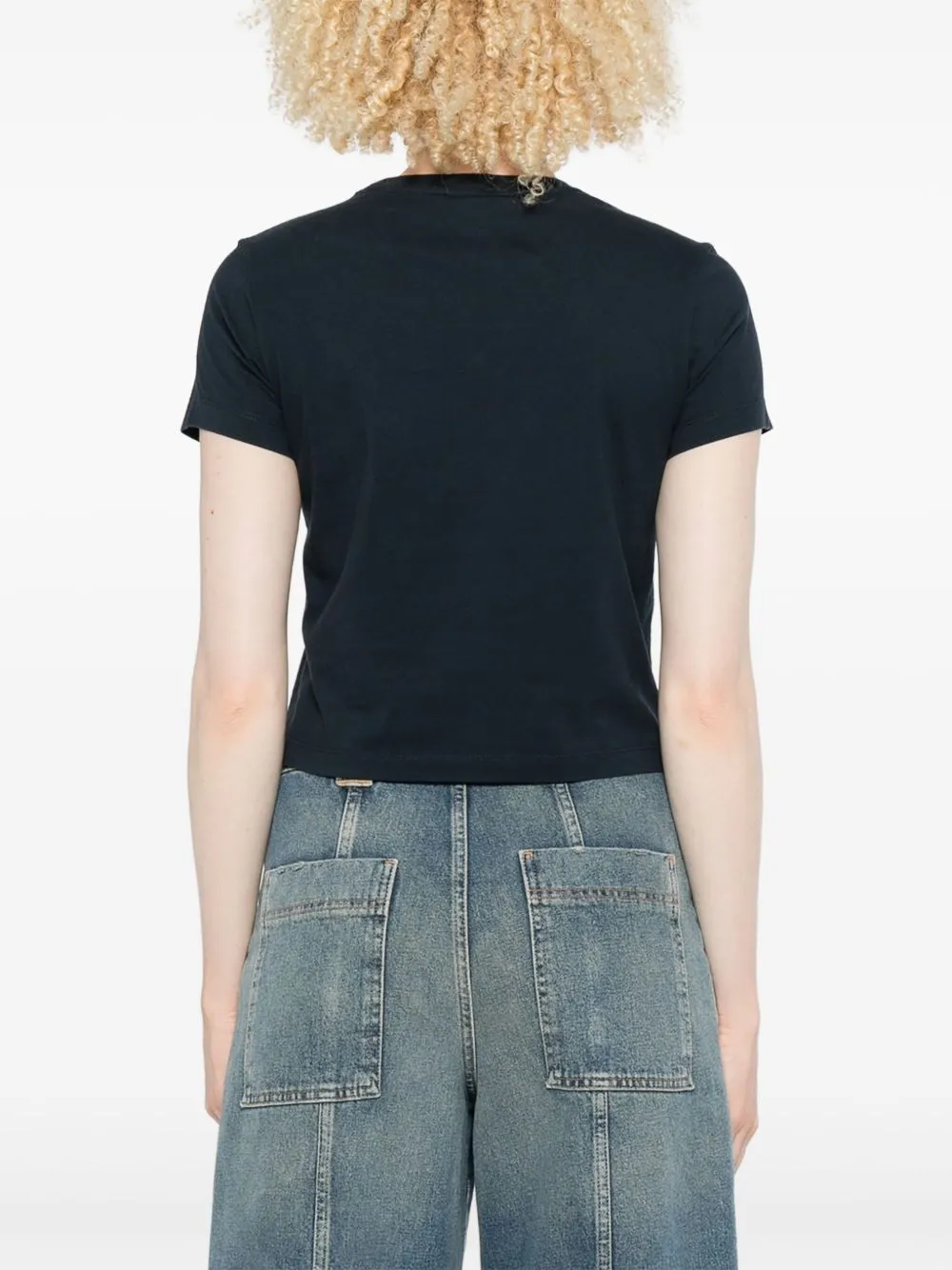 NAVY CROPPED T-SHIRT WITH LOGO PATCH sold by Lord & Taylor product image thumbnail 5