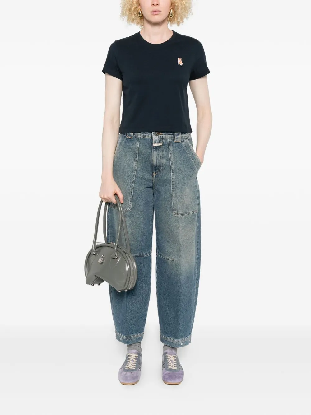 NAVY CROPPED T-SHIRT WITH LOGO PATCH sold by Lord & Taylor product image thumbnail 2