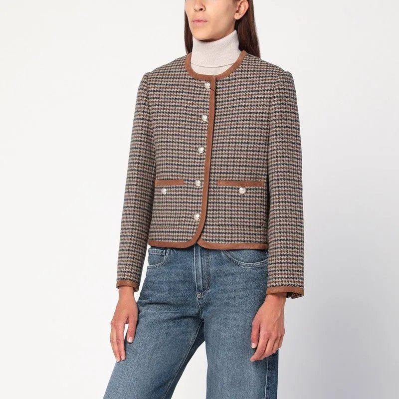 BROWN CHECKED TWEED JACKET sold by Lord & Taylor