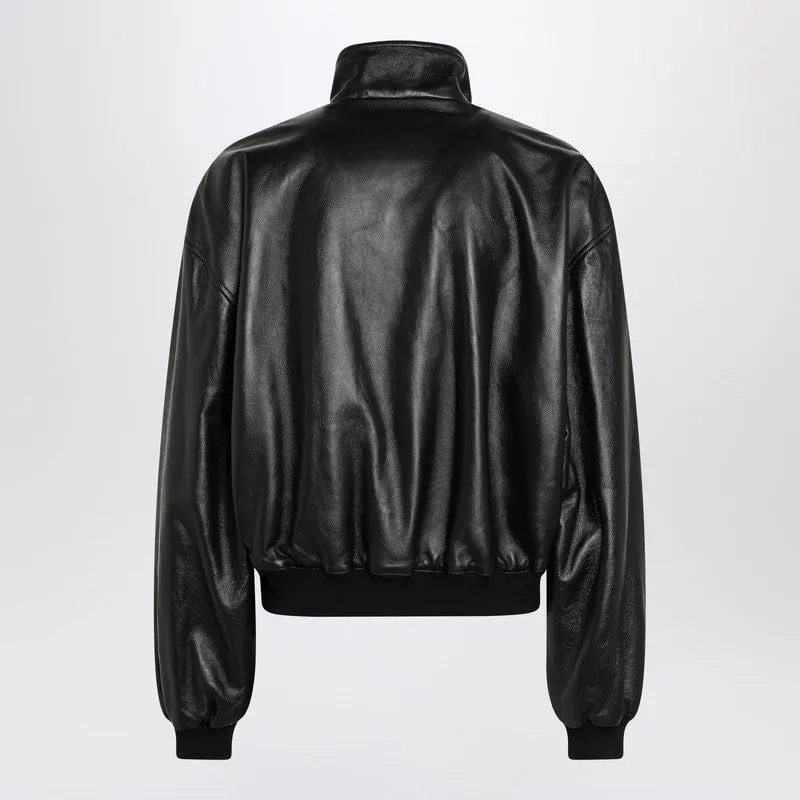 BLACK LEATHER ZIP-UP BOMBER JACKET sold by Lord & Taylor product image thumbnail 2