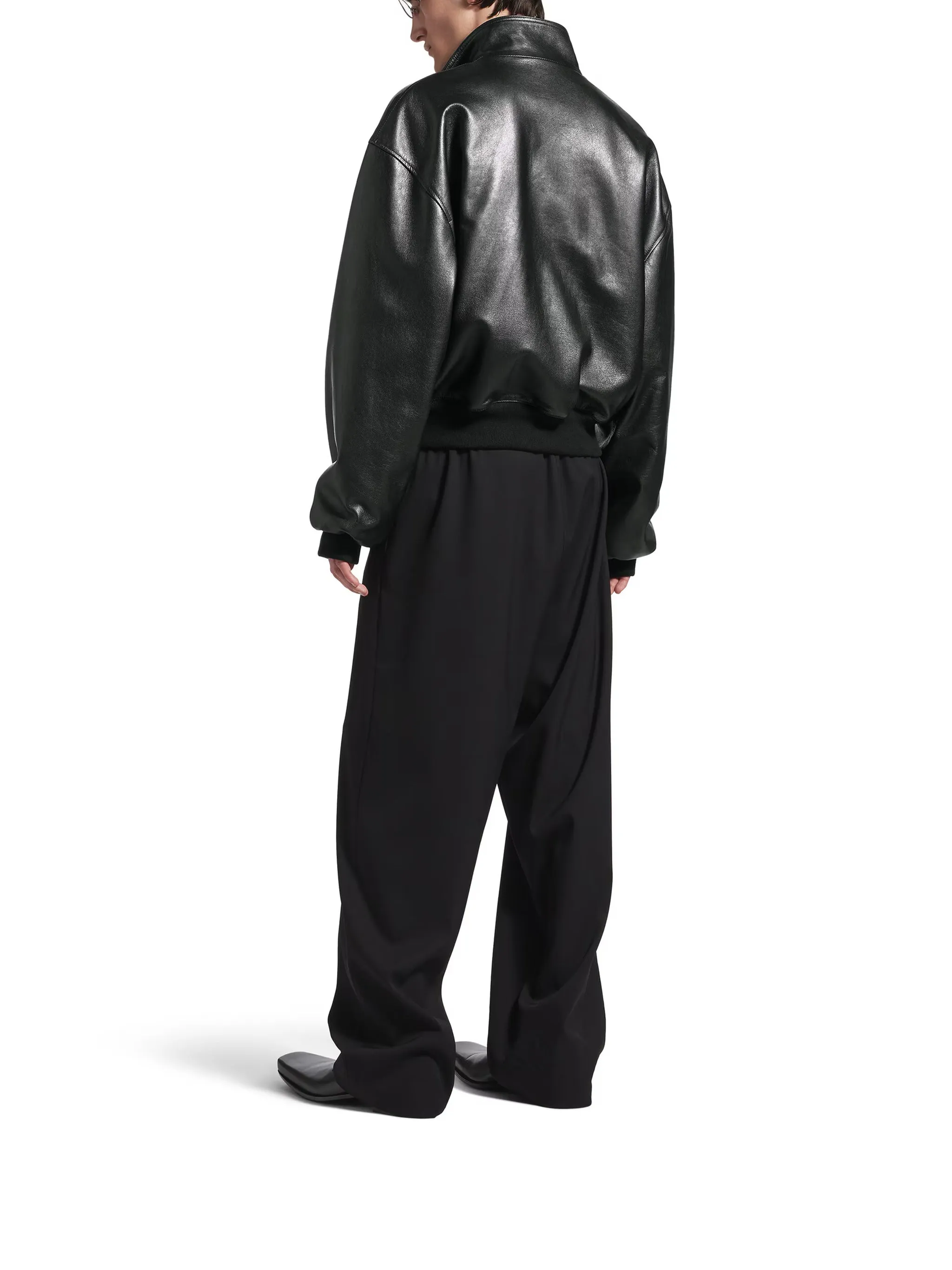 BLACK LEATHER ZIP-UP BOMBER JACKET sold by Lord & Taylor product image thumbnail 4