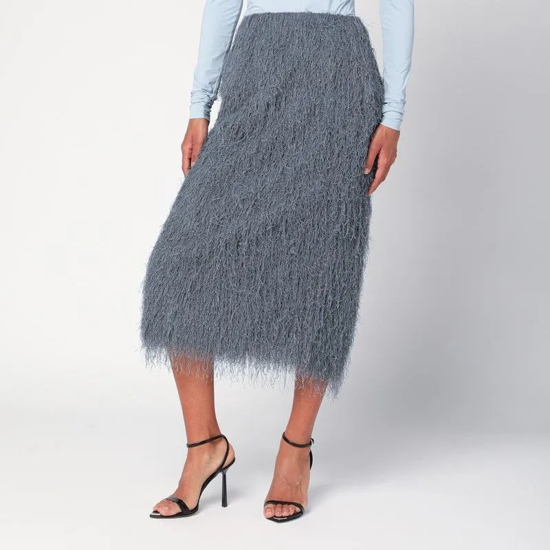 DARK GREY MIDI SKIRT WITH FRINGES made by Dries Van Noten