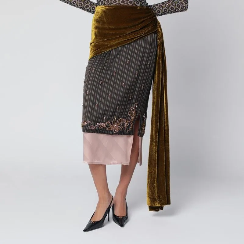 DRAPED SKIRT IN SILK AND VELVET sold by Lord & Taylor