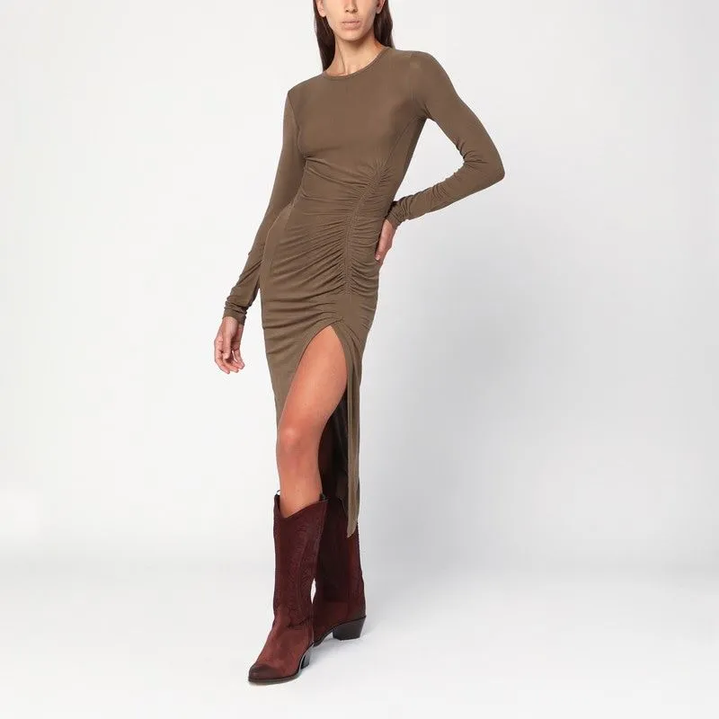 KHAKI JELINA DRAPED JERSEY DRESS sold by Lord & Taylor