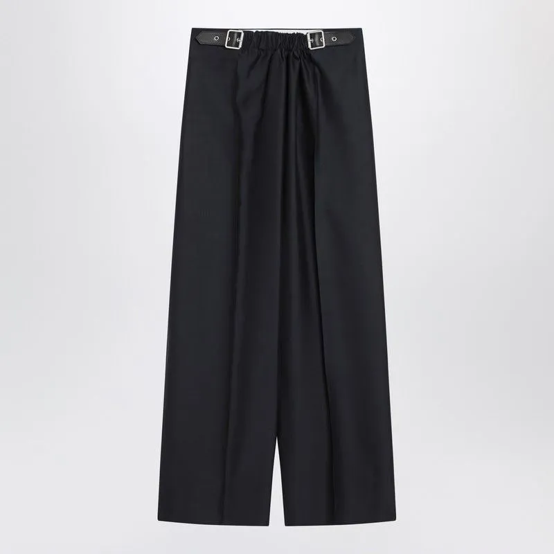 NAVY BLUE WOOL AND SILK TROUSERS WITH BELT sold by Lord & Taylor