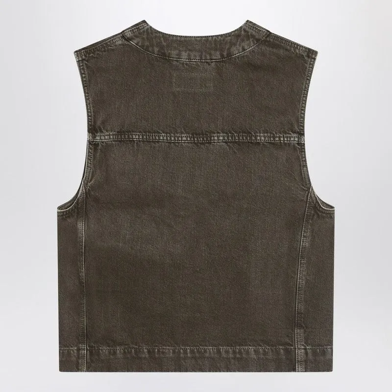 MOSS GREEN DENIM VEST sold by Lord & Taylor product image thumbnail 2