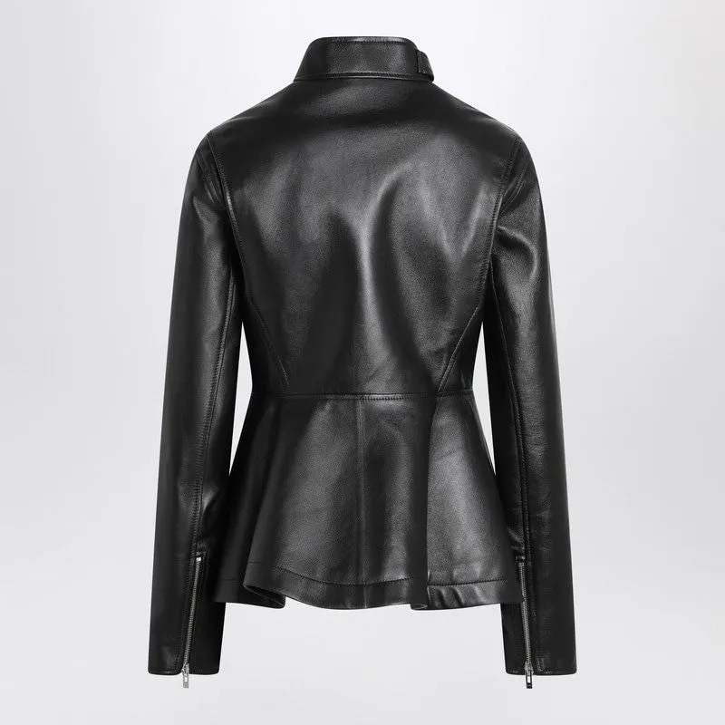 BLACK LEATHER PEPLUM JACKET sold by Lord & Taylor product image thumbnail 2