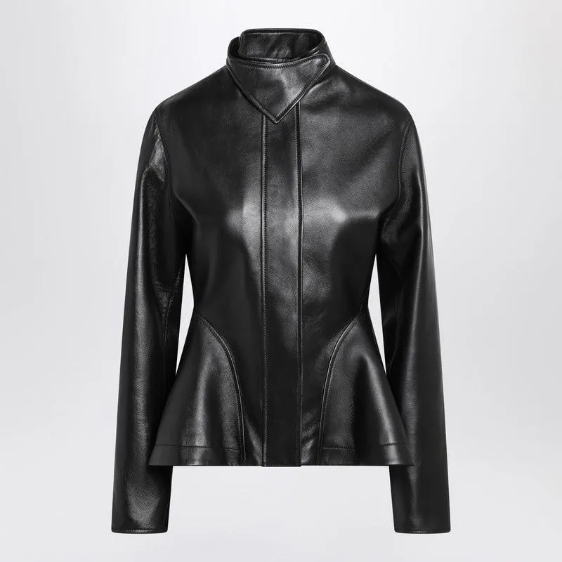 BLACK LEATHER PEPLUM JACKET made by Alaia