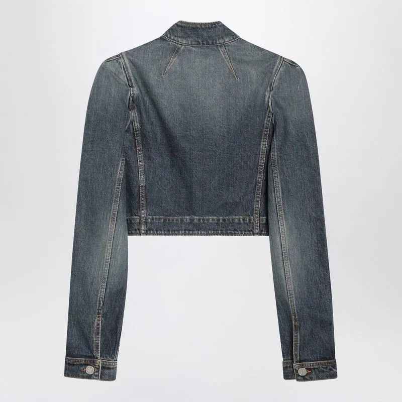 BLUE WASHED DENIM HIGH-NECK JACKET sold by Lord & Taylor product image thumbnail 2