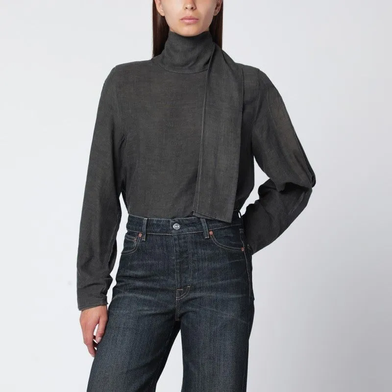 DARK GREY COTTON AND WOOL BLOUSE sold by Lord & Taylor