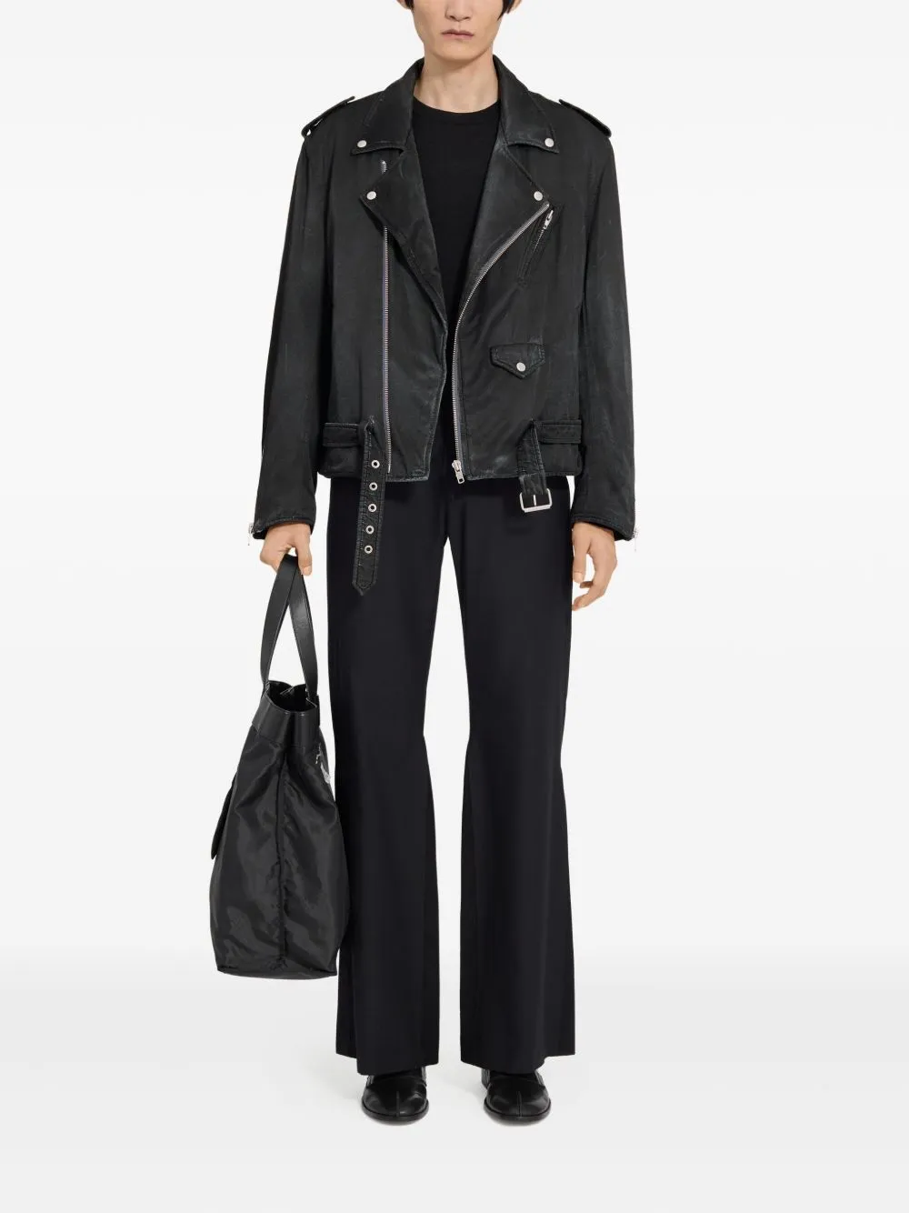 BLACK WASHED-EFFECT BIKER JACKET sold by Lord & Taylor product image thumbnail 2