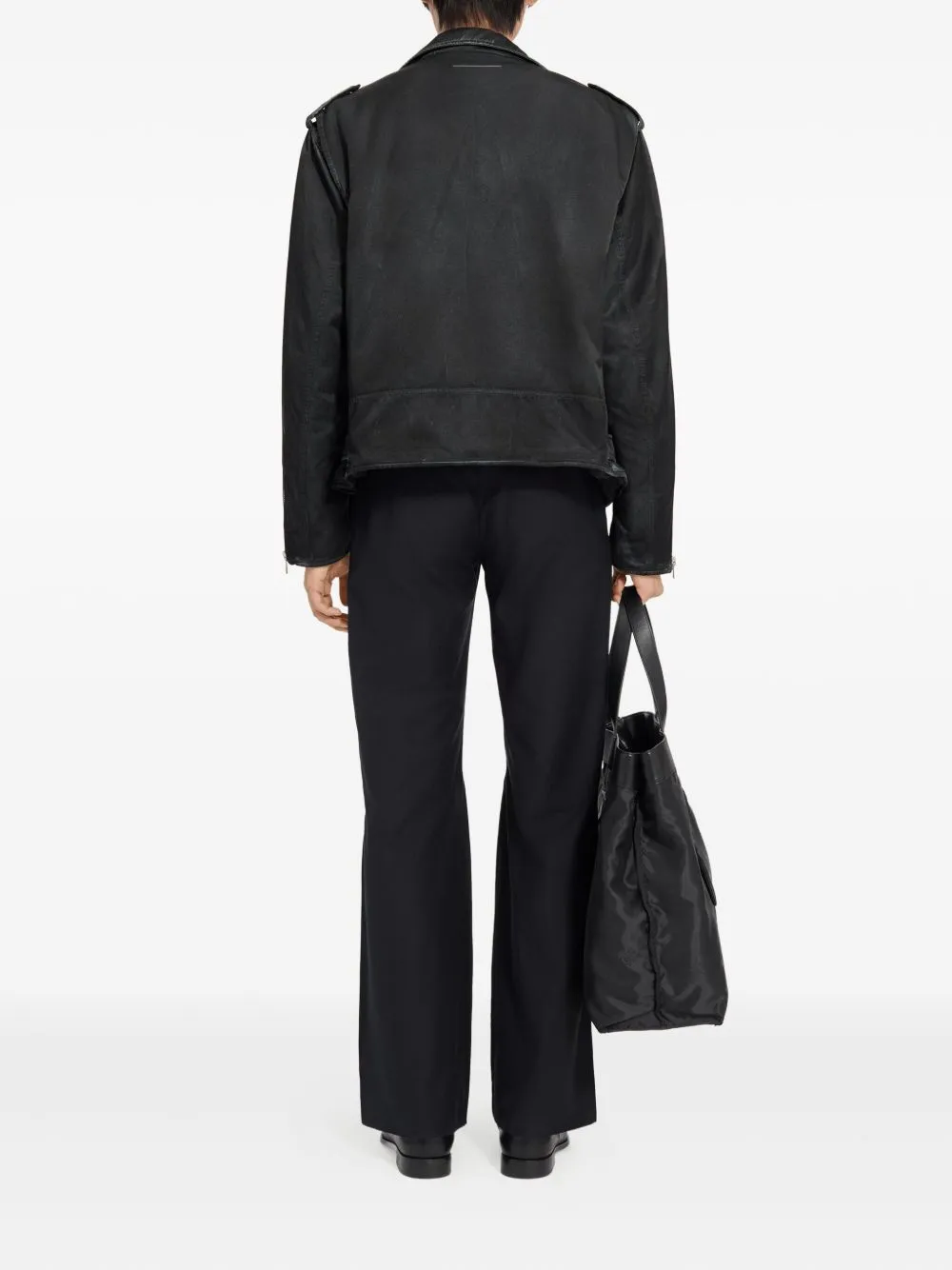 BLACK WASHED-EFFECT BIKER JACKET sold by Lord & Taylor product image thumbnail 3