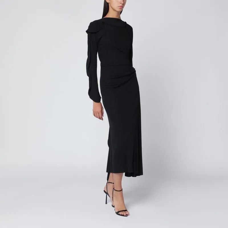 BLACK MIDI DRESS IN DRAPED JERSEY sold by Lord & Taylor