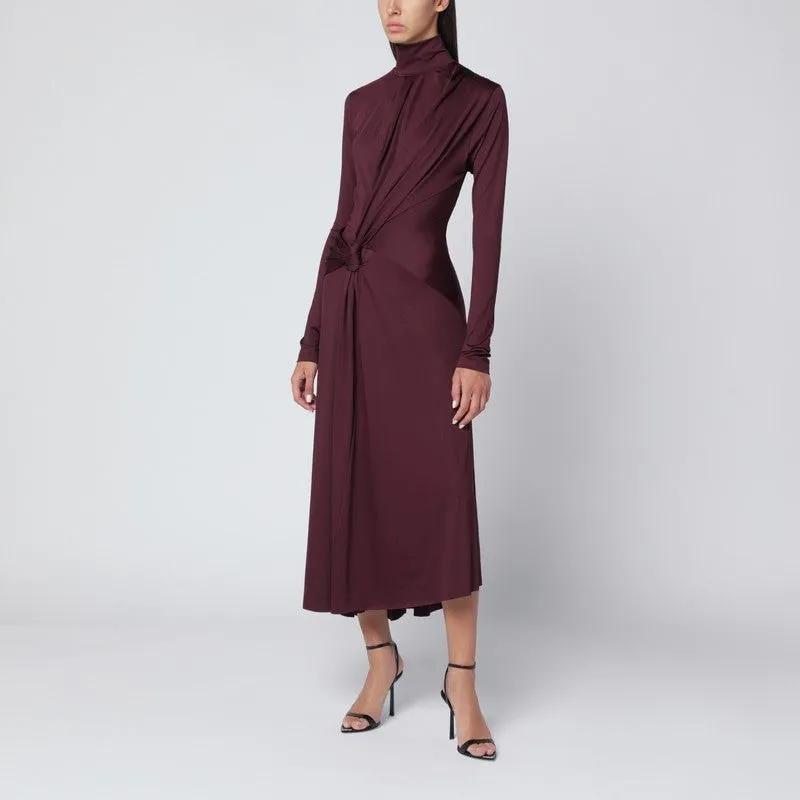 MIDI DRESS IN BORDEAUX WITH KNOTTED INTERLACE sold by Lord & Taylor