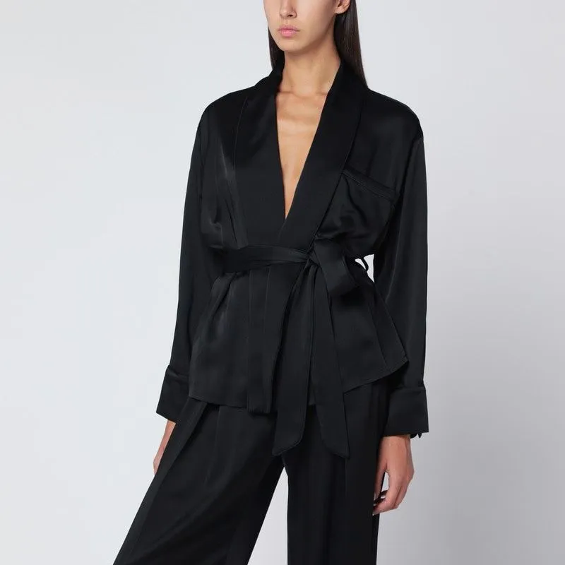 BLACK PYJAMA BLOUSE IN CRêPE SATIN sold by Lord & Taylor