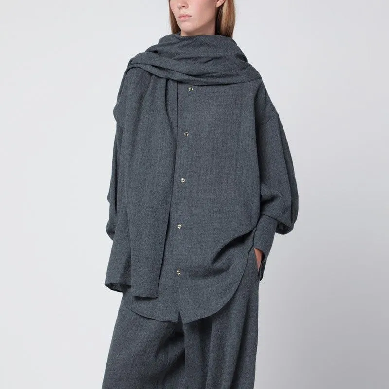 GREY MELANGE GEORGIA SHIRT WITH SCARF sold by Lord & Taylor