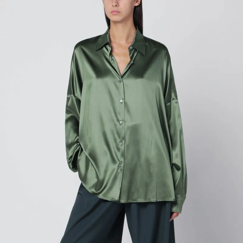OVERSIZED SILK SHIRT IN KHAKI COLOR sold by Lord & Taylor
