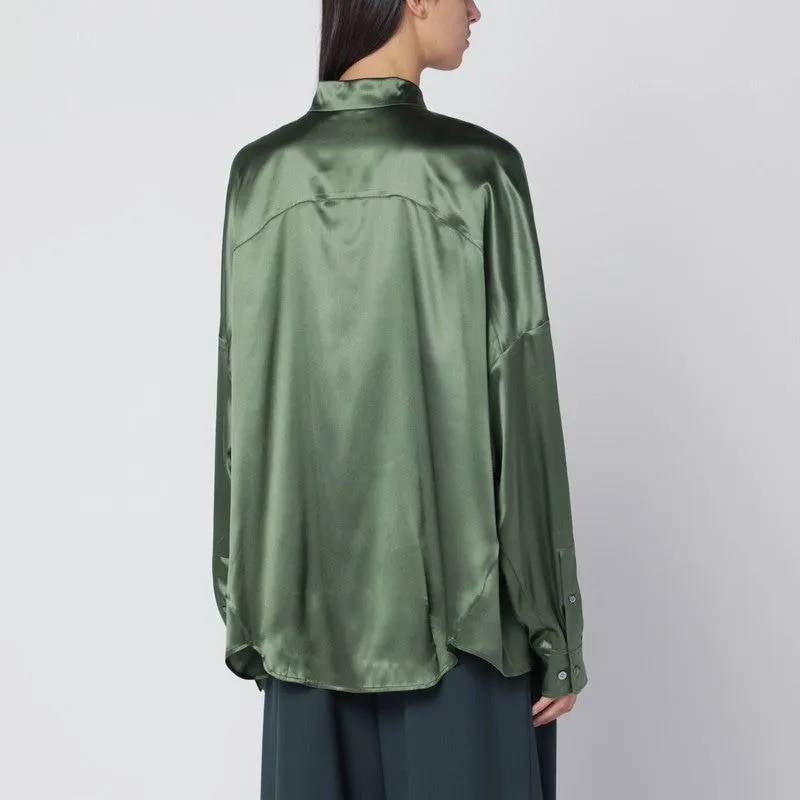 OVERSIZED SILK SHIRT IN KHAKI COLOR sold by Lord & Taylor product image thumbnail 2