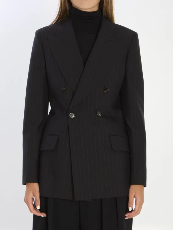 DOUBLE-BREASTED WOOL PINSTRIPE JACKET sold by Lord & Taylor