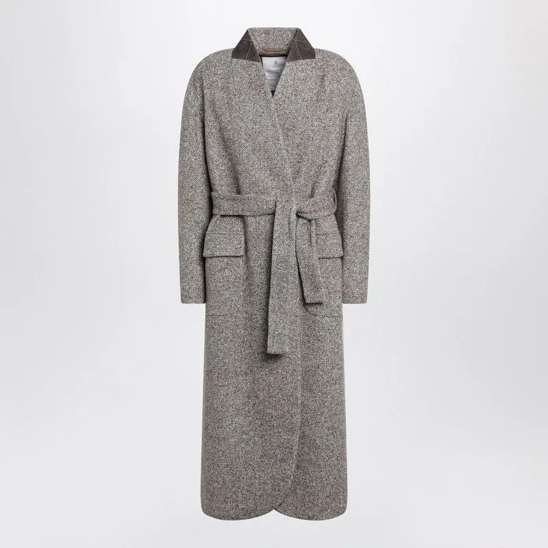 BROWN MéLANGE WOOL-BLEND COAT WITH BELT sold by Lord & Taylor