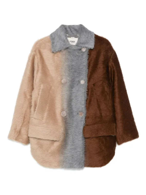 DOUBLE-BREASTED COLOR-BLOCK COAT sold by Lord & Taylor