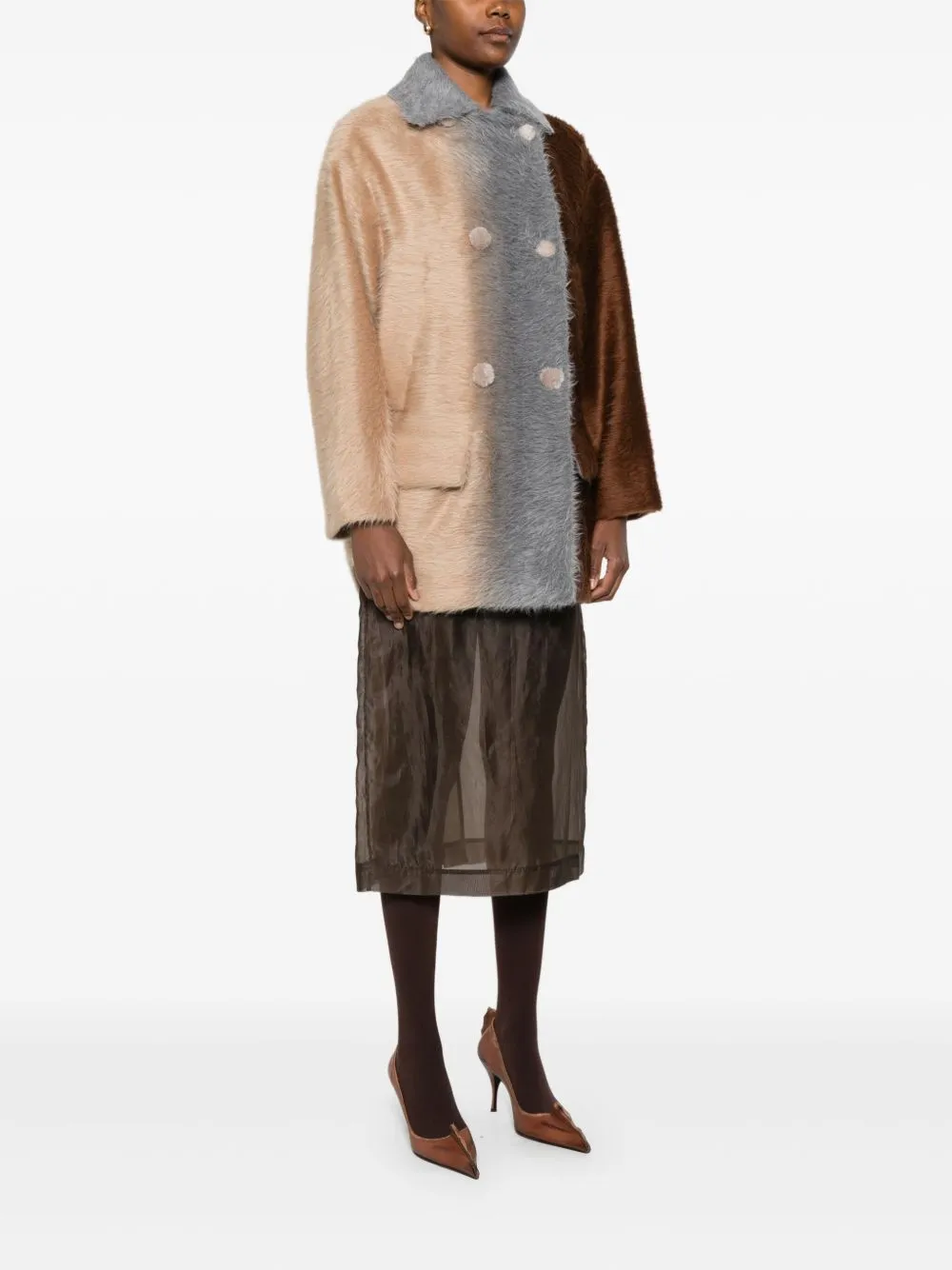 DOUBLE-BREASTED COLOR-BLOCK COAT sold by Lord & Taylor product image thumbnail 5