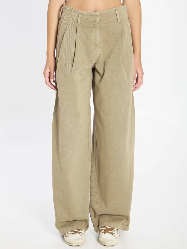 WIDE KHAKI GREEN TROUSERS sold by Lord & Taylor