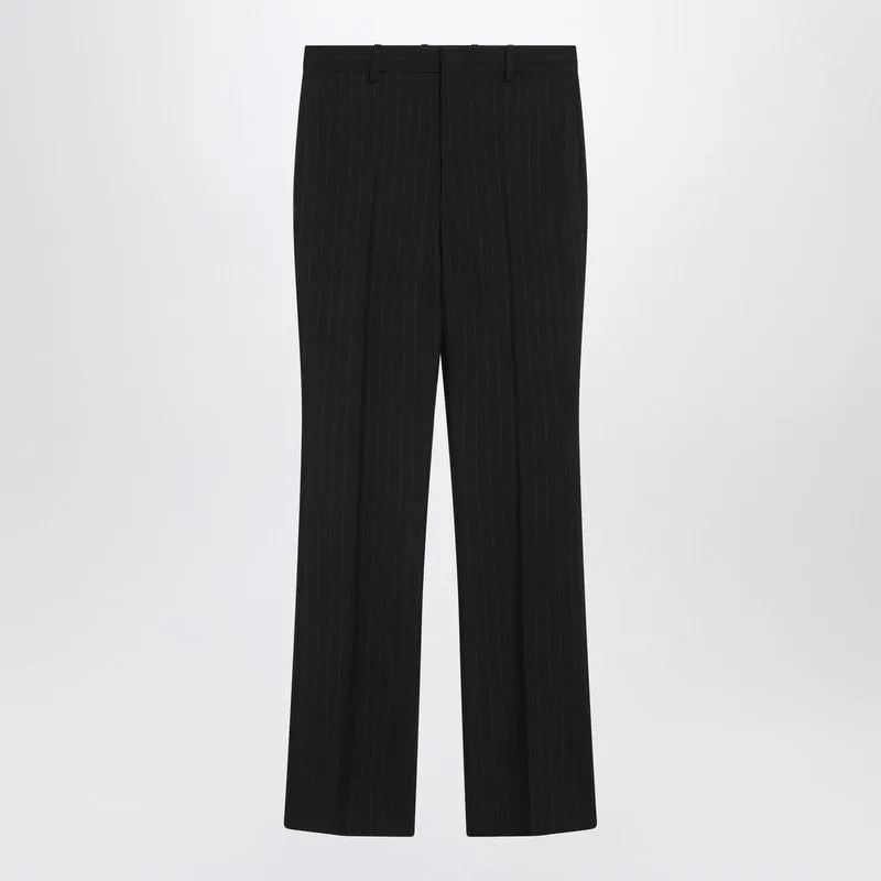 BLACK WOOL PINSTRIPE TROUSERS sold by Lord & Taylor
