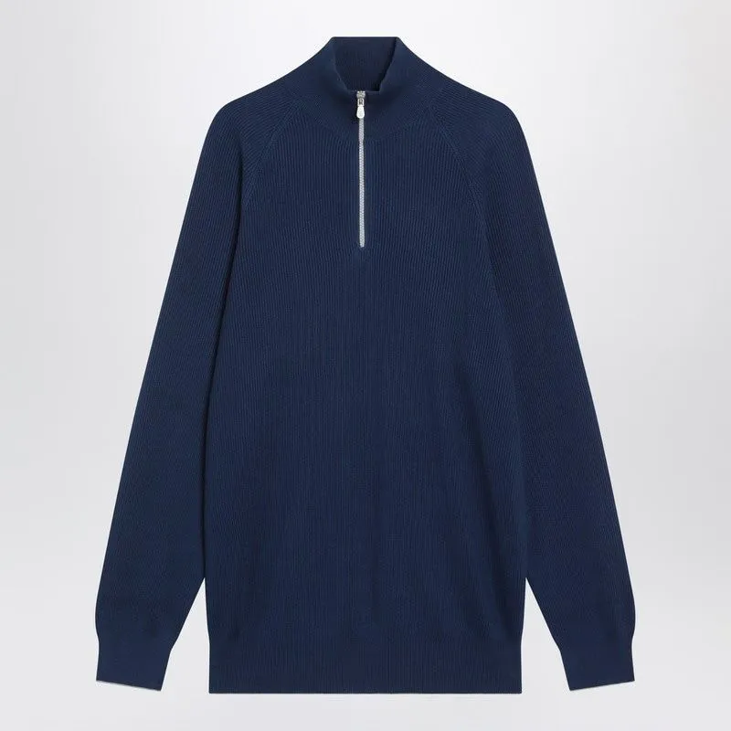 BLUE/GREY RIBBED COTTON JUMPER sold by Lord & Taylor