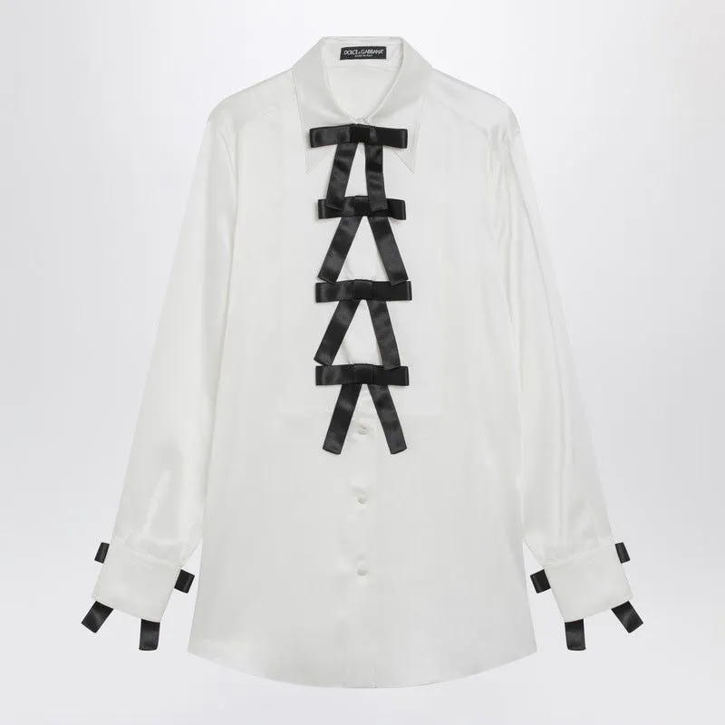 WHITE SILK SHIRT WITH BOWS sold by Lord & Taylor