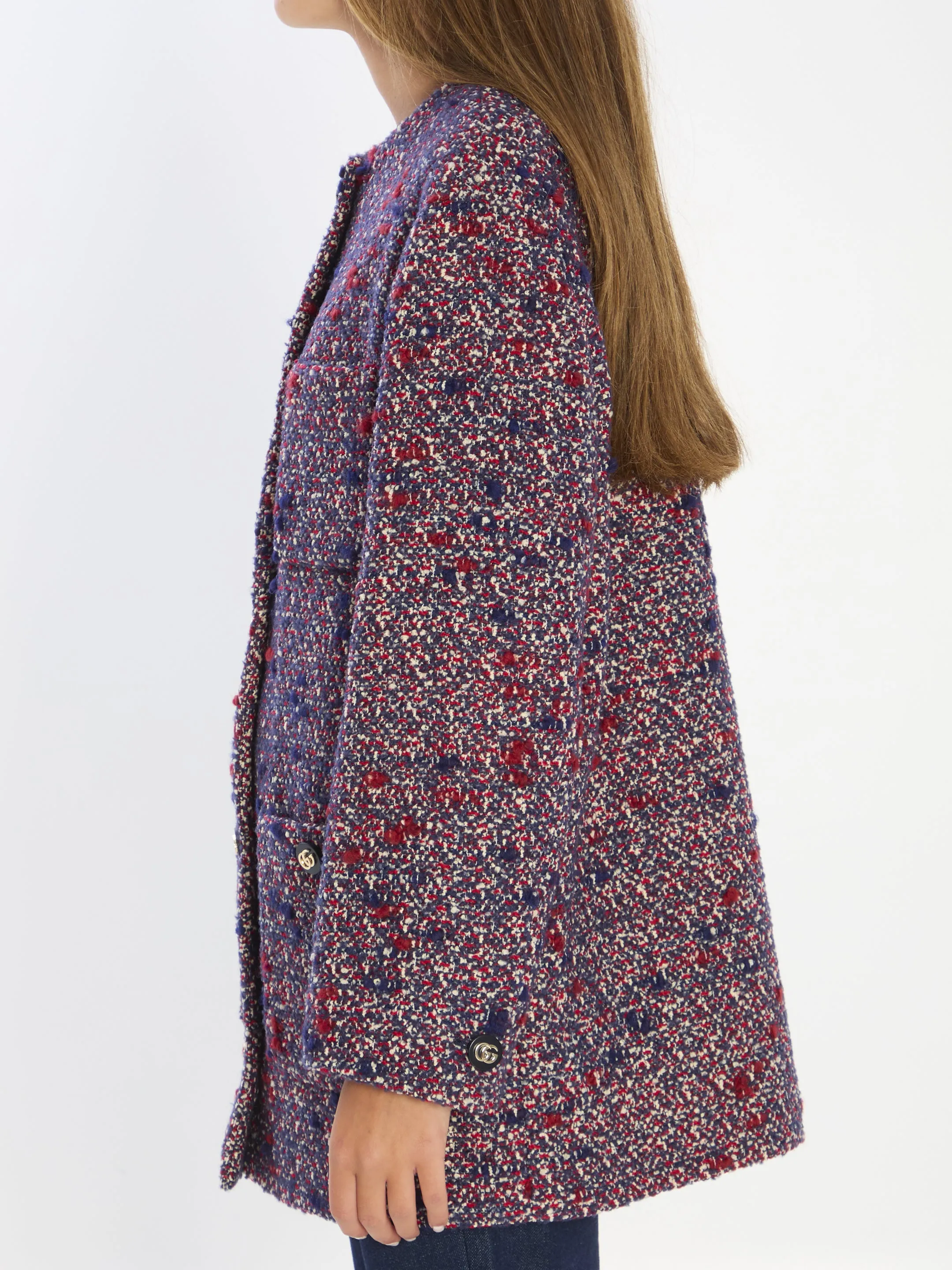 BLUE AND RED WOOL BOUCLé JACKET sold by Lord & Taylor product image thumbnail 3