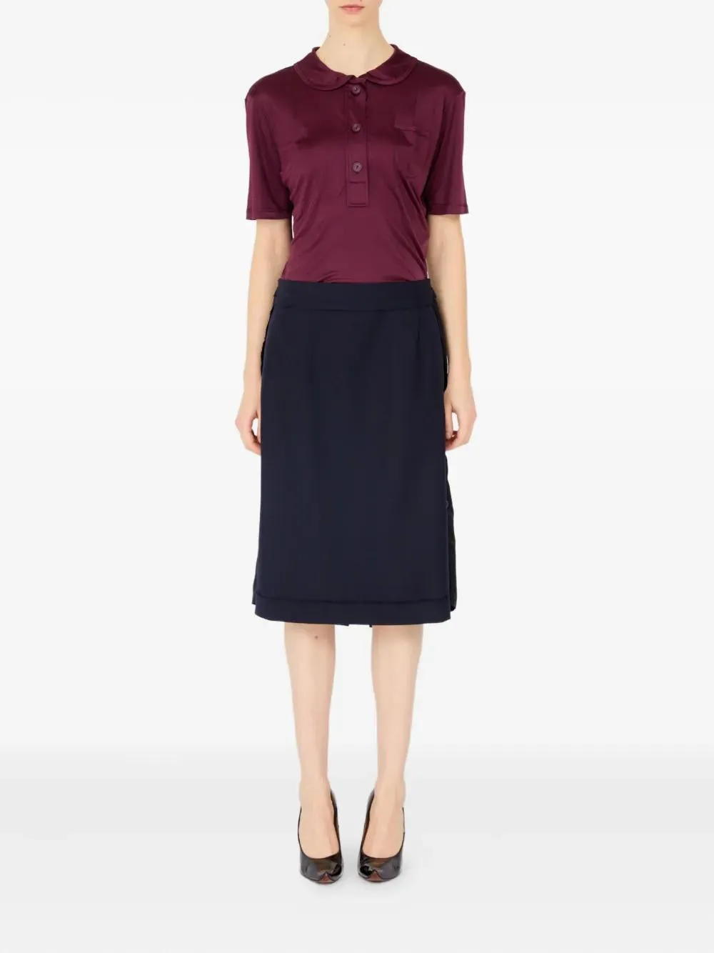 BLUE SKIRT WITH SATIN SIDE PANELS sold by Lord & Taylor product image thumbnail 2