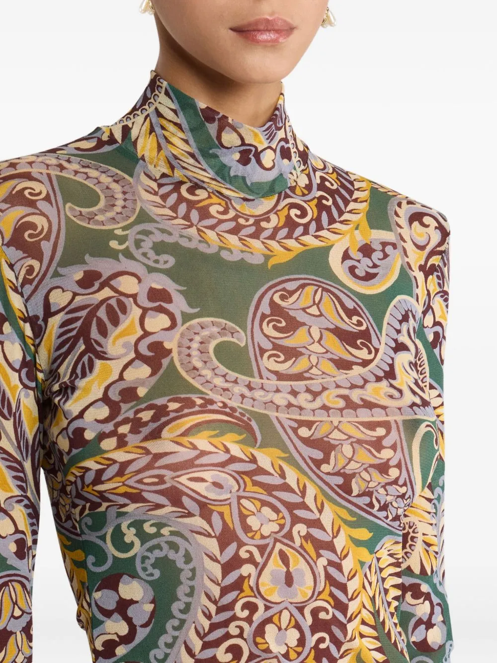 PAISLEY-PRINT TURTLENECK FITTED TOP sold by Lord & Taylor product image thumbnail 2